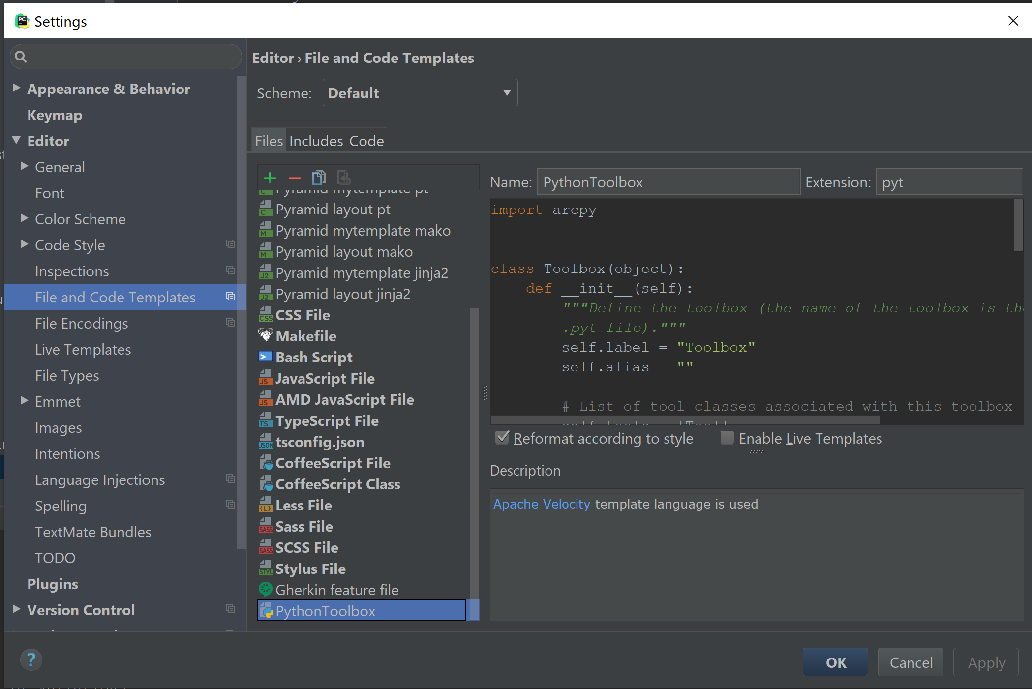 pycharm preferences